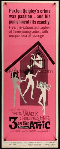 2d005 3 IN THE ATTIC insert '68 Yvette Mimieux, great sexy artwork of naked girls dancing!