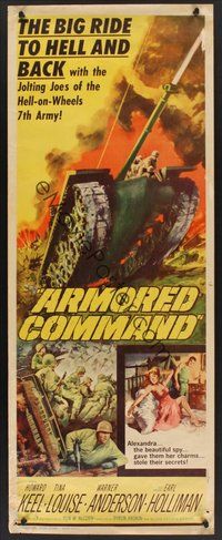 2d031 ARMORED COMMAND insert '61 Burt Reynolds' first movie, great art of tank on battlefield!