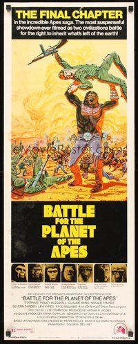 2d039 BATTLE FOR THE PLANET OF THE APES insert '73 great sci-fi art of war between apes & humans!