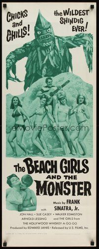 2d041 BEACH GIRLS & THE MONSTER insert '65 schlocky grade-Z movie, music by Frank Sinatra Jr.!