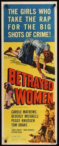 2d050 BETRAYED WOMEN insert '55 bad girls in solitary, Carole Mathews, Beverly Michaels!