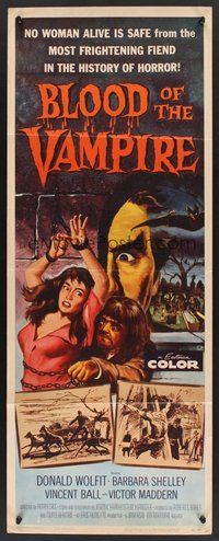 2d064 BLOOD OF THE VAMPIRE insert '58 begins where Dracula left off, art of monster & sexy girl!