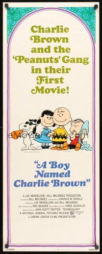 2d077 BOY NAMED CHARLIE BROWN insert '70 baseball art of Snoopy & the Peanuts by Charles M. Schulz!