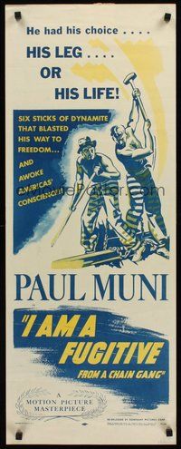 2d204 I AM A FUGITIVE FROM A CHAIN GANG insert R56 great art of convict Paul Muni on a chain gang!