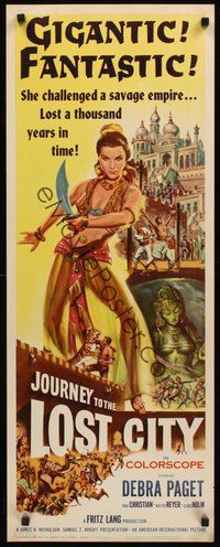 2d224 JOURNEY TO THE LOST CITY insert '60 directed by Fritz Lang, art of sexy Arabian Debra Paget!