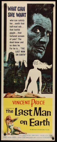 2d239 LAST MAN ON EARTH insert '64 AIP, Vincent Price is among the lifeless, cool Brown art!