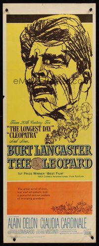 2d247 LEOPARD insert '63 Luchino Visconti's Il Gattopardo, cool art of Burt Lancaster!