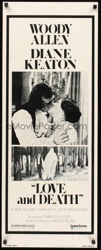2d256 LOVE & DEATH style B insert '75 Woody Allen & Diane Keaton romantic kiss close up!