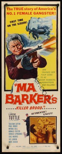 2d261 MA BARKER'S KILLER BROOD insert '59 great artwork of the no. 1 female gangster of all time!