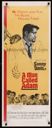 2d272 MAN CALLED ADAM insert '66 great art of Sammy Davis Jr. + Louis Armstrong playing trumpet!