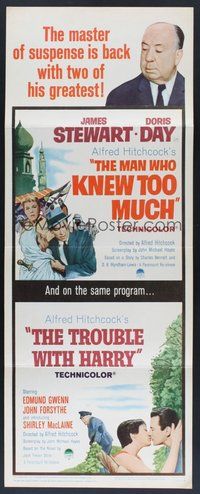 2d280 MAN WHO KNEW TOO MUCH/TROUBLE WITH HARRY insert '63 Alfred Hitchcock double-bill!