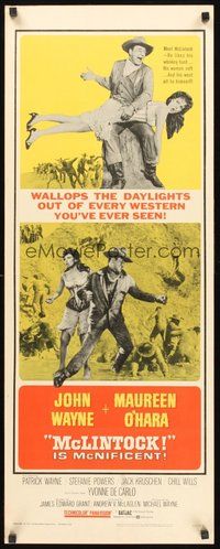 2d295 McLINTOCK insert '63 best image of John Wayne giving Maureen O'Hara a spanking!