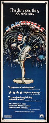 2d324 NASHVILLE insert '75 Robert Altman, cool patriotic sexy microphone artwork!