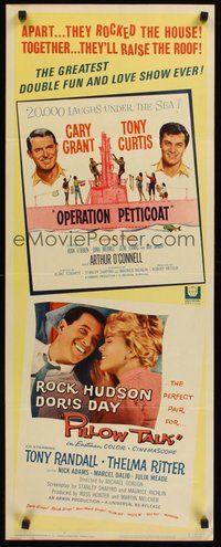 2d354 OPERATION PETTICOAT/PILLOW TALK insert '64 Cary Grant, Tony Curtis, Rock Hudson & Doris Day!