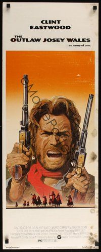 2d358 OUTLAW JOSEY WALES insert '76 Clint Eastwood is an army of one, cool double-fisted artwork!