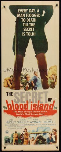 2d487 SECRET OF BLOOD ISLAND insert '65 Jack Hedley, Barbara Shelley, Hammer, WWII!