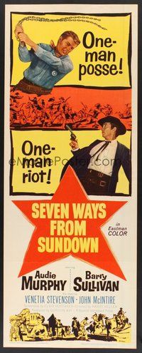 2d497 SEVEN WAYS FROM SUNDOWN insert '60 full-length cowboys Audie Murphy & Barry Sullivan!