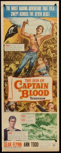 2d543 SON OF CAPTAIN BLOOD insert '63 giant full-length image of barechested pirate Sean Flynn!
