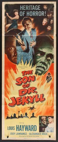 2d544 SON OF DR. JEKYLL insert '51 Louis Hayward, she married a monster, great artwork!