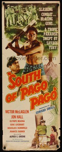 2d547 SOUTH OF PAGO PAGO insert R47 tropical Frances Farmer & Jon Hall w/weird sword!