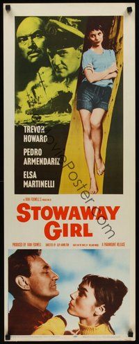 2d570 STOWAWAY GIRL insert '57 Trevor Howard, Pedro Armendariz, full-length Elsa Martinelli!