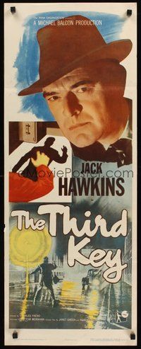 2d626 THIRD KEY insert '57 cool art of Jack Hawkins with safecracker, The Long Arm!