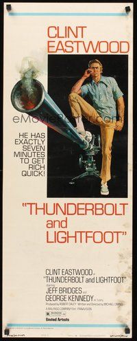 2d639 THUNDERBOLT & LIGHTFOOT style C insert '74 art of Clint Eastwood with HUGE gun by McGinnis!