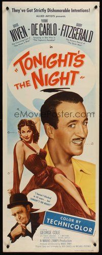 2d650 TONIGHT'S THE NIGHT insert '54 David Niven, sexy Yvonne De Carlo, Happy Ever After!