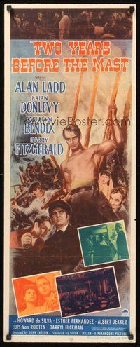 2d681 TWO YEARS BEFORE THE MAST insert '45 art of barechested Alan Ladd, Brian Donlevy, Bendix!