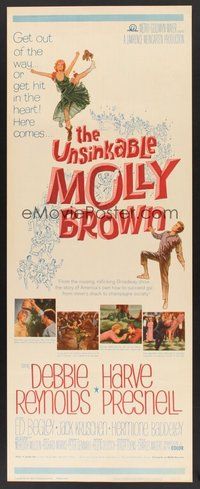 2d687 UNSINKABLE MOLLY BROWN insert '64 Debbie Reynolds, get out of the way or hit in the heart!