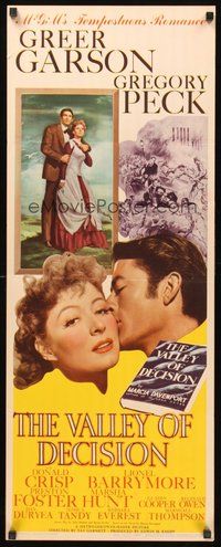 2d695 VALLEY OF DECISION insert '45 pretty Greer Garson romanced by Gregory Peck!