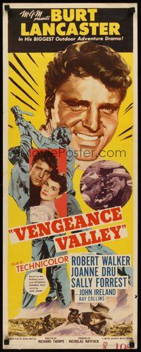 2d700 VENGEANCE VALLEY insert '51 different art of Burt Lancaster, Joanne Dru!