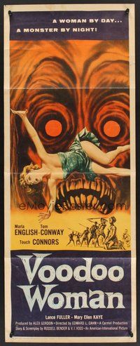2d711 VOODOO WOMAN insert '57 sexy Albert Kallis horror art, woman by day, a monster by night!