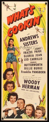 2d733 WHAT'S COOKIN' insert '42 The Andrews Sisters, Gloria Jean, Woody Herman playing clarinet!