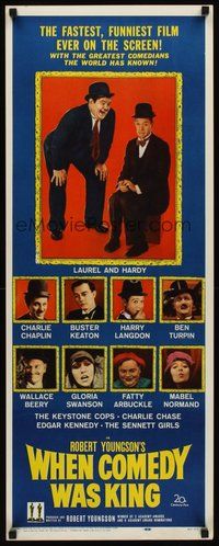 2d737 WHEN COMEDY WAS KING insert '60 Charlie Chaplin, Buster Keaton, Laurel & Hardy, Harry Langdon