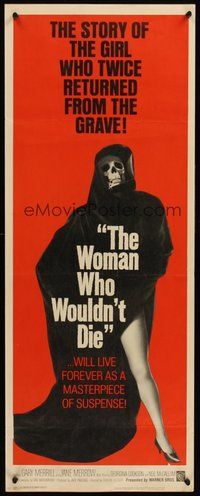 2d768 WOMAN WHO WOULDN'T DIE insert '65 Catacombs, image of Death skull face & sexy leg!