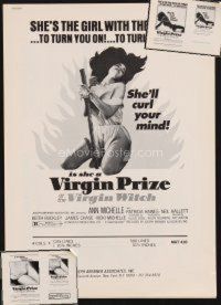 2e029 LOT OF APPROXIMATELY 100 VIRGIN WITCH PRESSBOOK SUPPLEMENTS '72 she'll curl your mind!