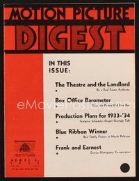 2e101 MOTION PICTURE DIGEST exhibitor magazine April 6, 1933 RCA sound equipment frees theaters!