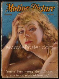 2e114 MOTION PICTURE magazine January 1932 artwork of sexy Greta Garbo by Enrique Dorda!