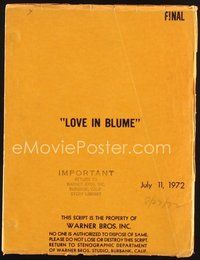 2e199 BLUME IN LOVE revised final draft script July 11, 1972, screenplay by Paul Mazursky!