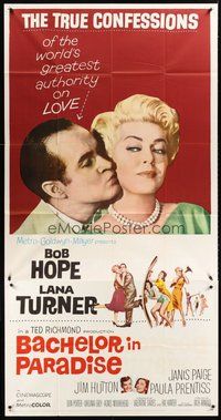 2f385 BACHELOR IN PARADISE 3sh '61 world's greatest lover Bob Hope romances sexy Lana Turner!