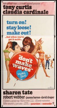 2f471 DON'T MAKE WAVES style B 3sh '67 Tony Curtis with super sexy Sharon Tate & Claudia Cardinale!