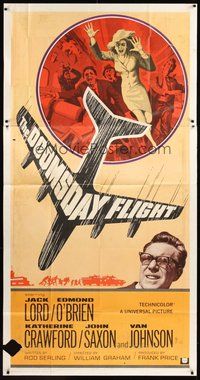 2f473 DOOMSDAY FLIGHT 3sh '68 Jack Lord, Edmond O'Brien, cool crashing airplane art!