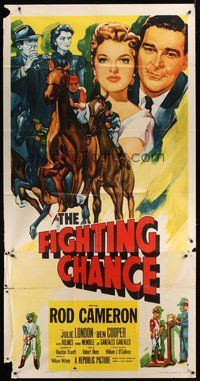 2f486 FIGHTING CHANCE 3sh '55 Rod Cameron gambles at horse racing, sexy Julie London!
