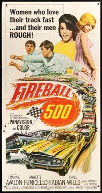 2f488 FIREBALL 500 3sh '66 Frankie Avalon & sexy Annette Funicello, cool stock car racing art!