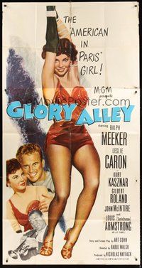 2f510 GLORY ALLEY 3sh '52 boxer Ralph Meeker, sexy Leslie Caron, Louis Armstrong playing trumpet!