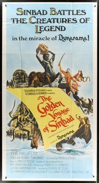 2f516 GOLDEN VOYAGE OF SINBAD int'l 3sh '73 Ray Harryhausen, cool fantasy art by Mort Kunstler!