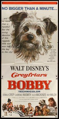 2f522 GREYFRIARS BOBBY 3sh '61 Walt Disney, huge close up art of cute tiny Skye Terrier!