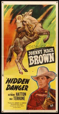 2f532 HIDDEN DANGER 3sh '48 cool full-length image of Johnny Mack Brown on rearing horse!