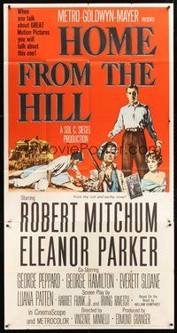 2f536 HOME FROM THE HILL 3sh '60 art of Robert Mitchum, Eleanor Parker & George Peppard!